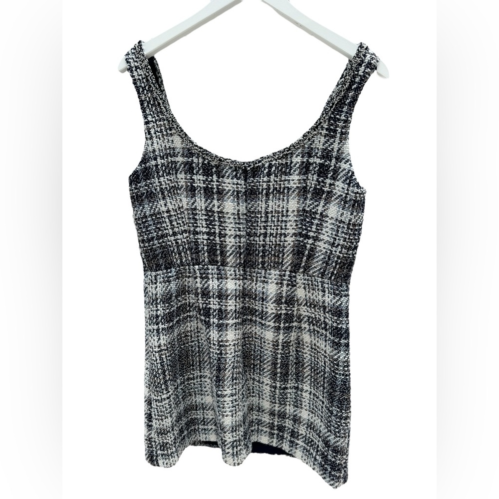 Mi Amin Navy and White Plaid Mini Dress